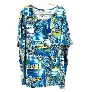 Vintage Retro YS Sport Tropical All Over Print Shirt Women's 3x USA Made 80s 90s